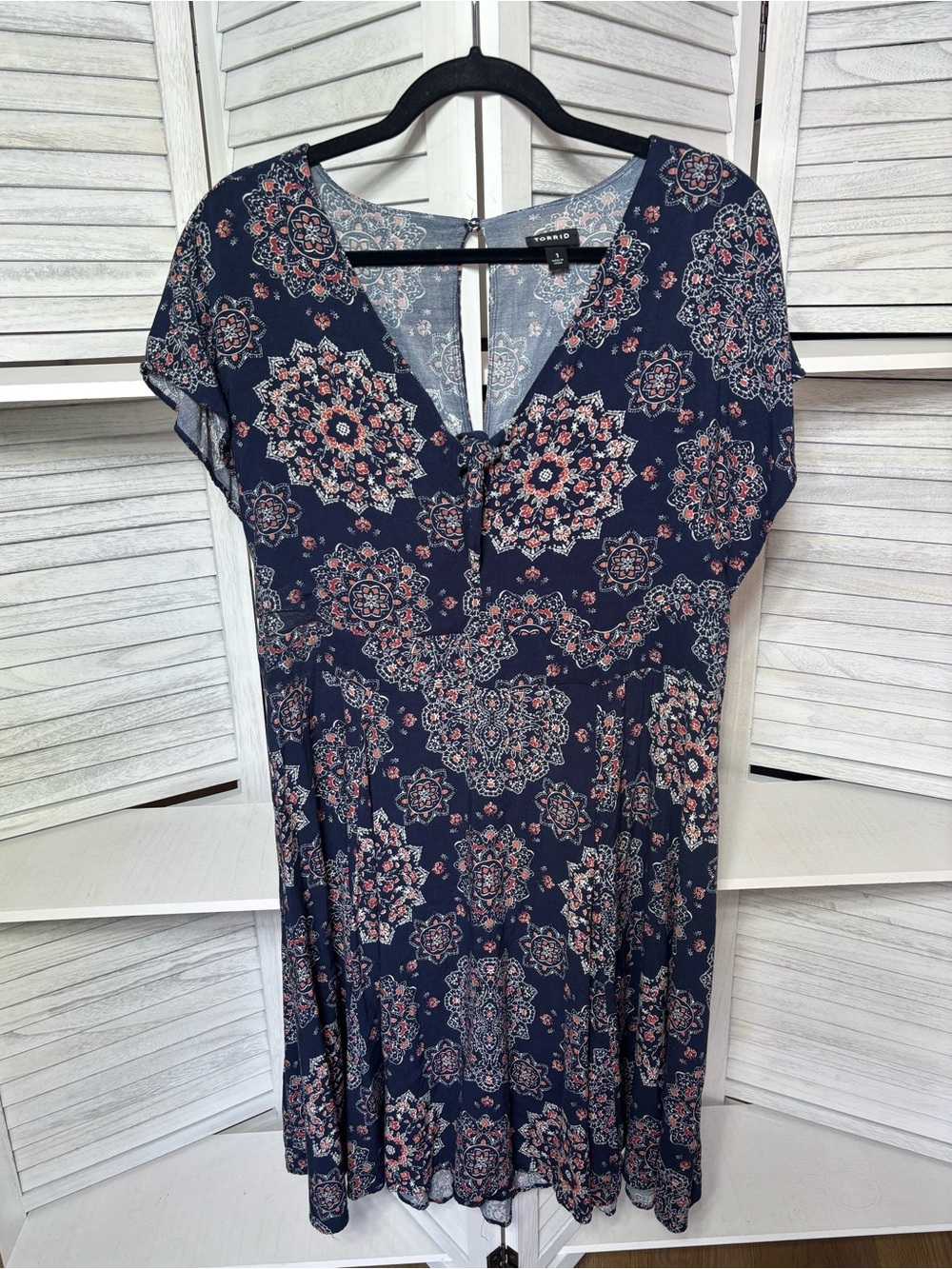 Torrid Navy Medallion Print Fit & Flare Dress Size 1